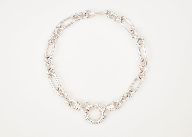 Chunky Mixed Links Belcher Bracelet Silver (6.5mm) - Ready to Ship