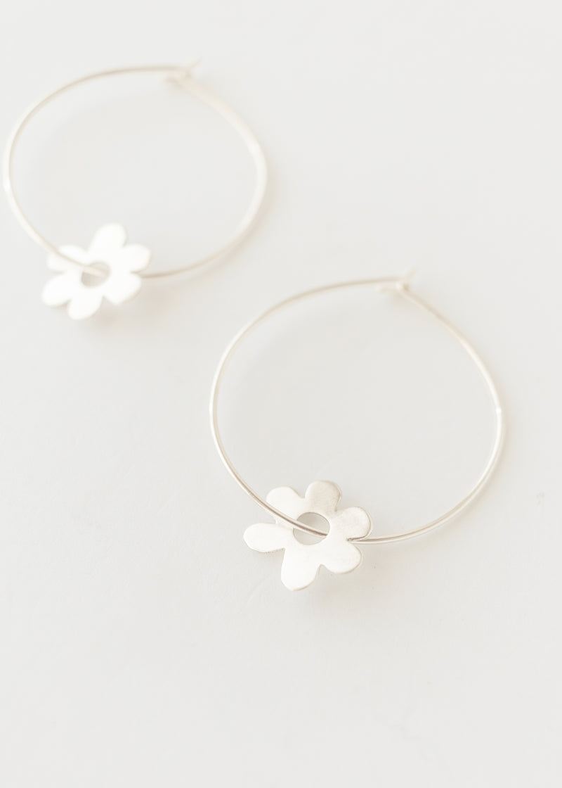Mix + Match - one holy daisy charm or hoop silver