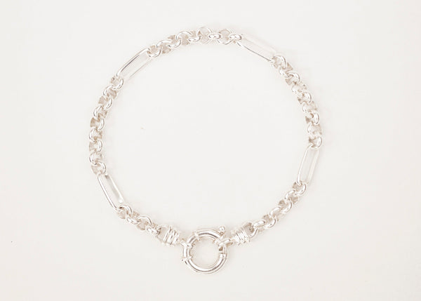 Mixed Links Belcher Bracelet Silver (5.5mm) - Ready to Ship