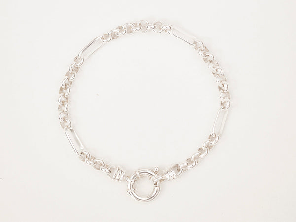Mixed Links Belcher Bracelet Silver (5.5mm) - Ready to Ship