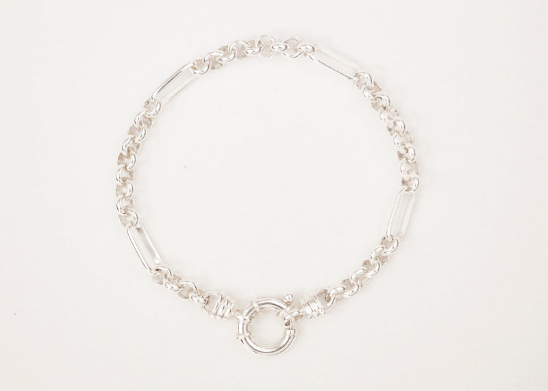 Mixed Links Belcher Bracelet Silver (5.5mm) - Ready to Ship