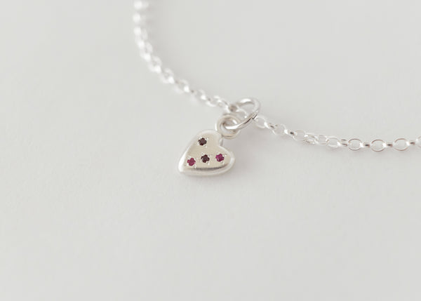 Coeur - Love Charm Necklace Gemstones Silver