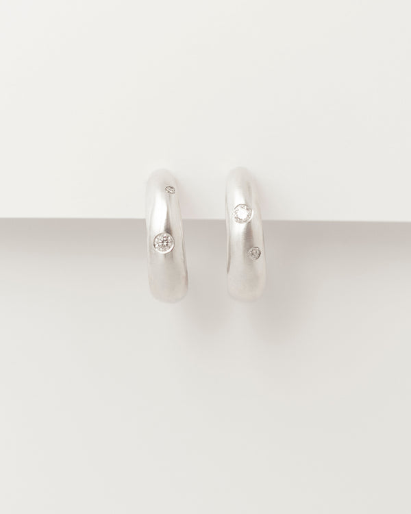 Lune Hoops Deux White Gold