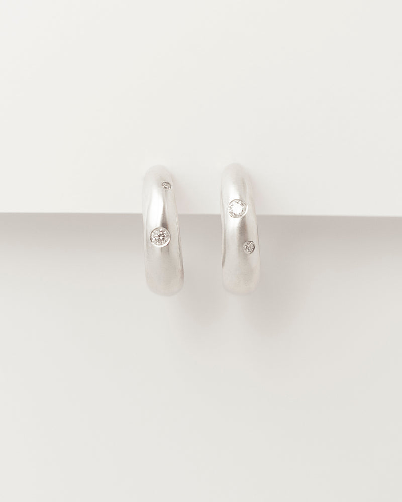 Lune Hoops Deux White Gold