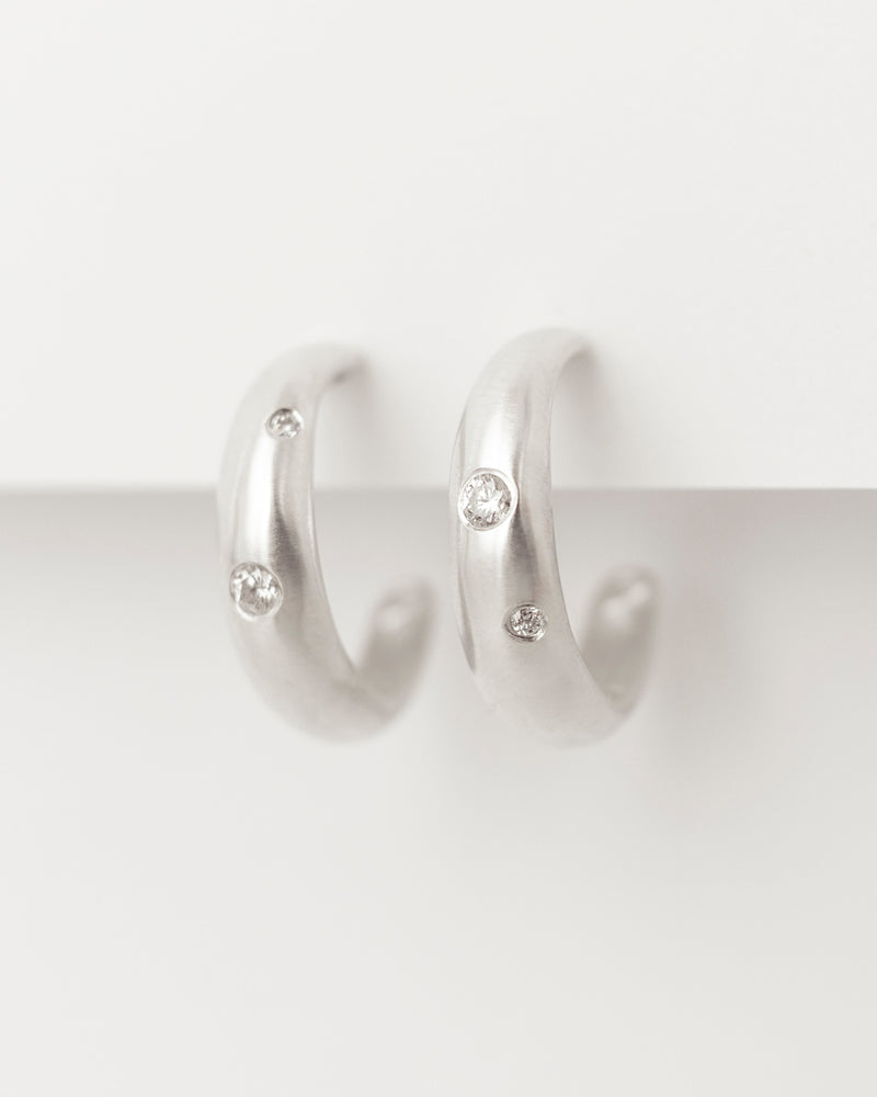 Lune Hoops Deux White Gold