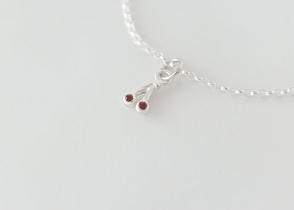 Cerise - Cherry Charm Necklace Gemstones Silver - Ready to Ship