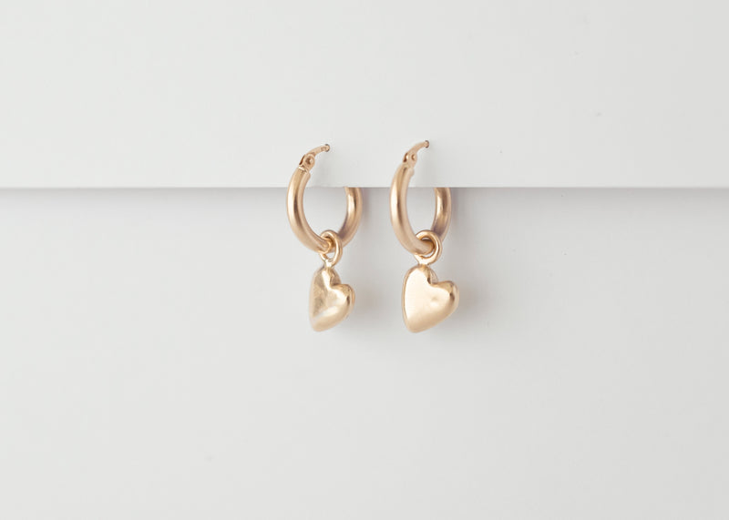 Coeur - Love Charm Hoops Plain Gold