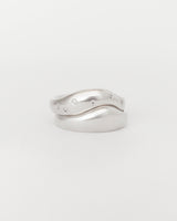 Aurore Plain + Wave Constellation Stack White Gold