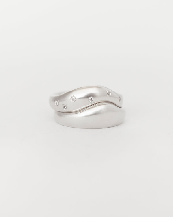 Aurore Plain + Wave Constellation Stack Silver