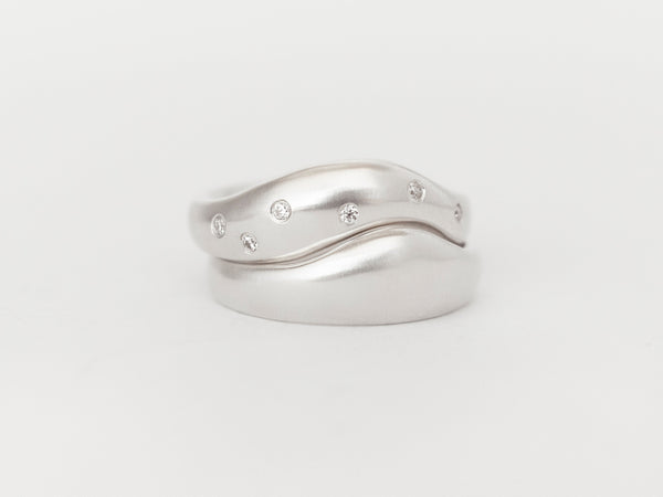 Aurore Plain + Wave Constellation Stack Silver