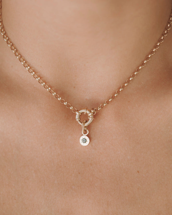 Round Birthstone Charm Gold
