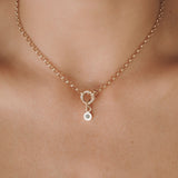 Round Birthstone Charm Necklace Gold