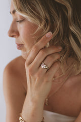 Mini love heart birthstone signet gold