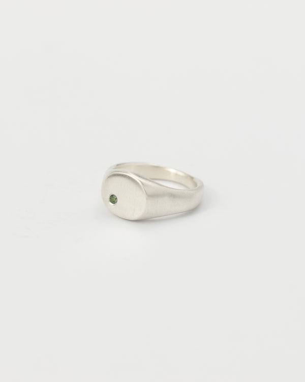 Round multi-gemstone signet silver