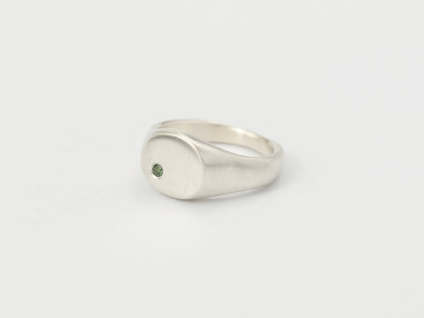 Round multi-gemstone signet silver