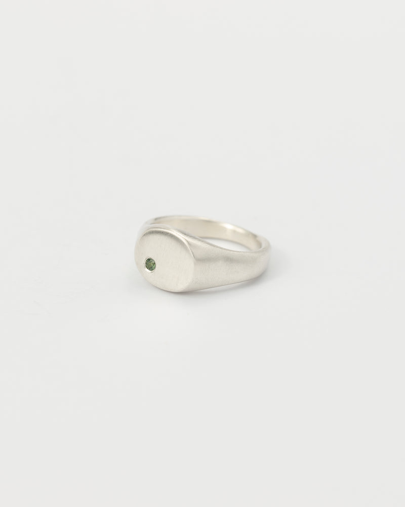 Round multi-gemstone signet silver