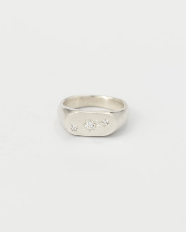 Oval birthstone signet silver