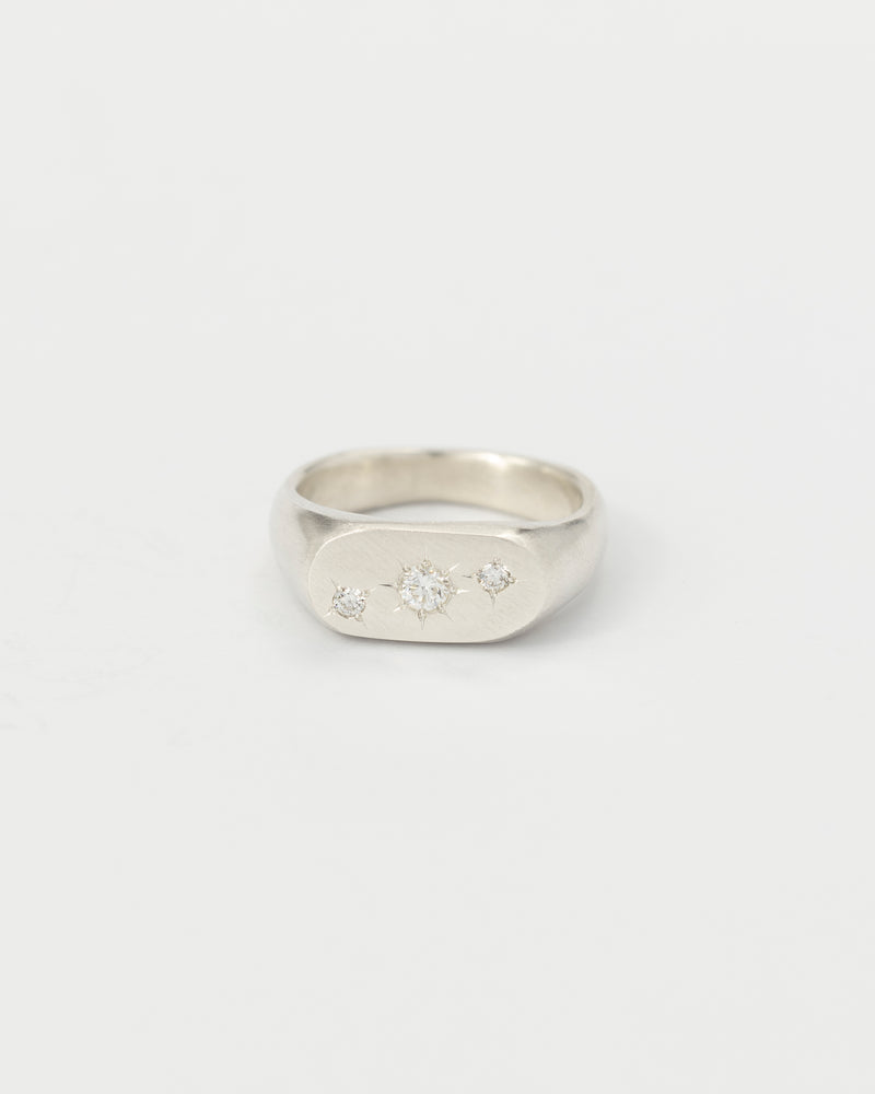 Oval birthstone signet silver