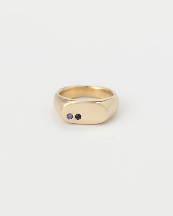 Oval multi-gemstone signet ring gold