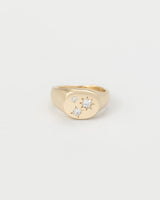 Round birthstone signet gold