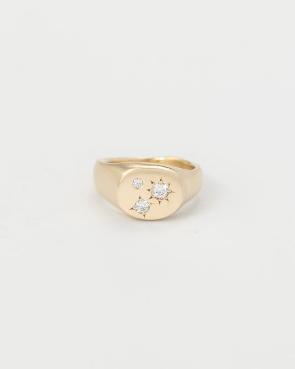 Round birthstone signet gold