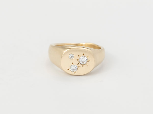 Round birthstone signet gold