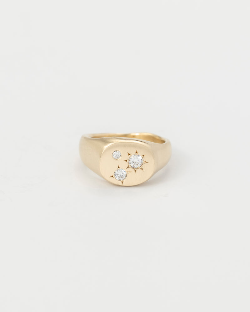 Round birthstone signet gold