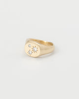Round birthstone signet gold