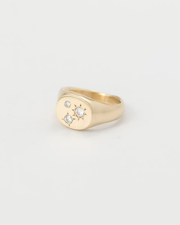 Round multi-gemstone signet gold