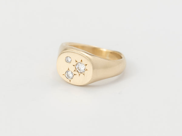 Round multi-gemstone signet gold