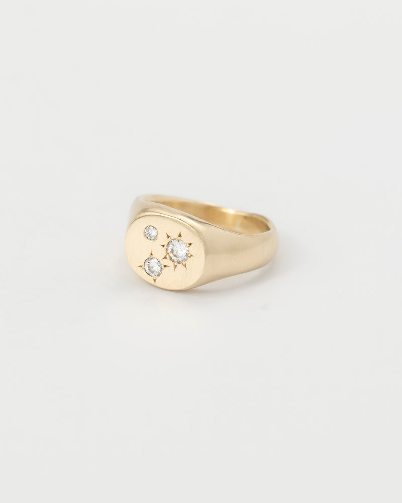 Round birthstone signet gold