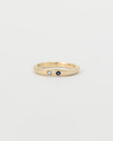 Fine multi gemstone ring gold - Aquamarine, Blue Sapphire - ready to ship
