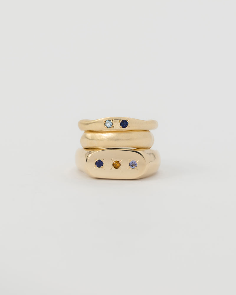 Oval birthstone signet gold
