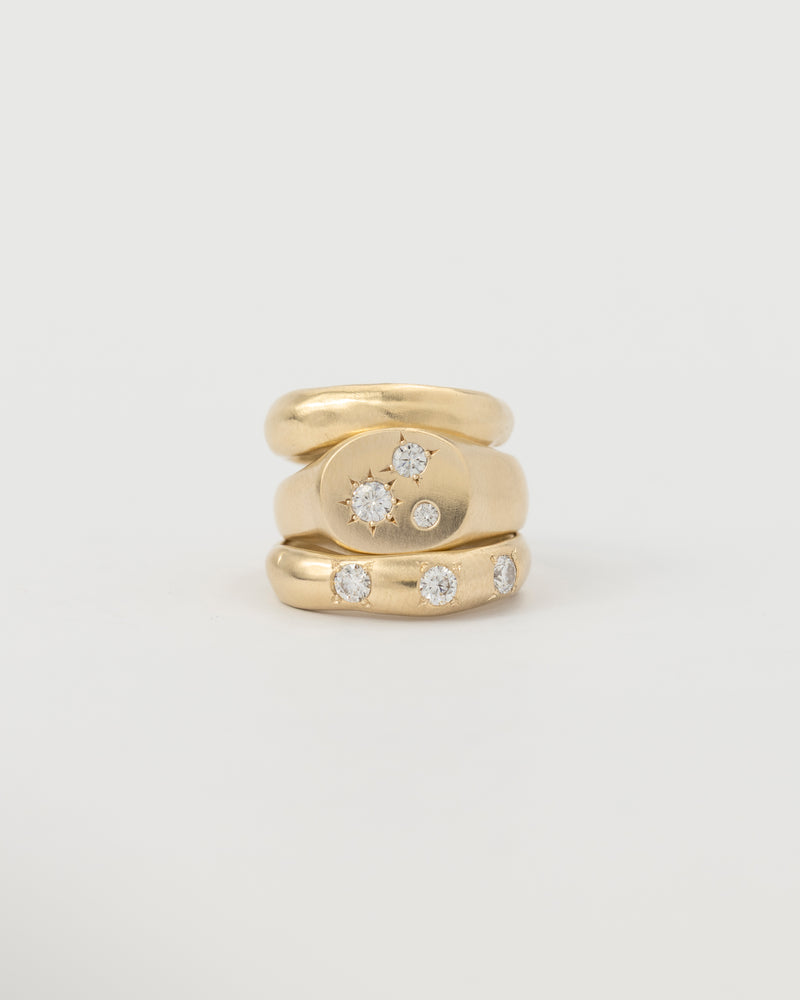 Molten multi-gemstone ring gold