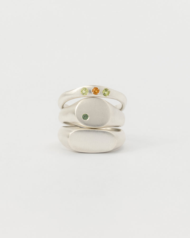 Round multi-gemstone signet silver