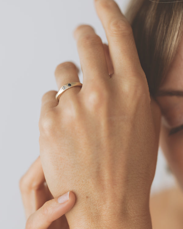 Fine multi gemstone ring gold - Aquamarine, Blue Sapphire - ready to ship