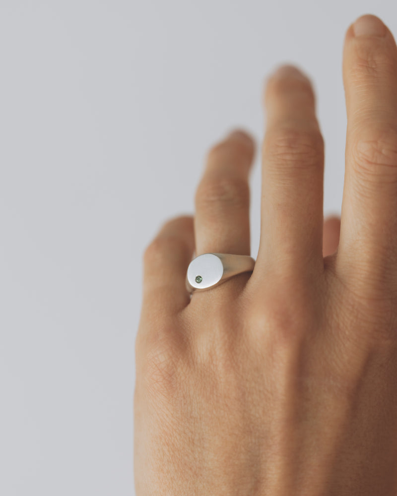 Round multi-gemstone signet silver