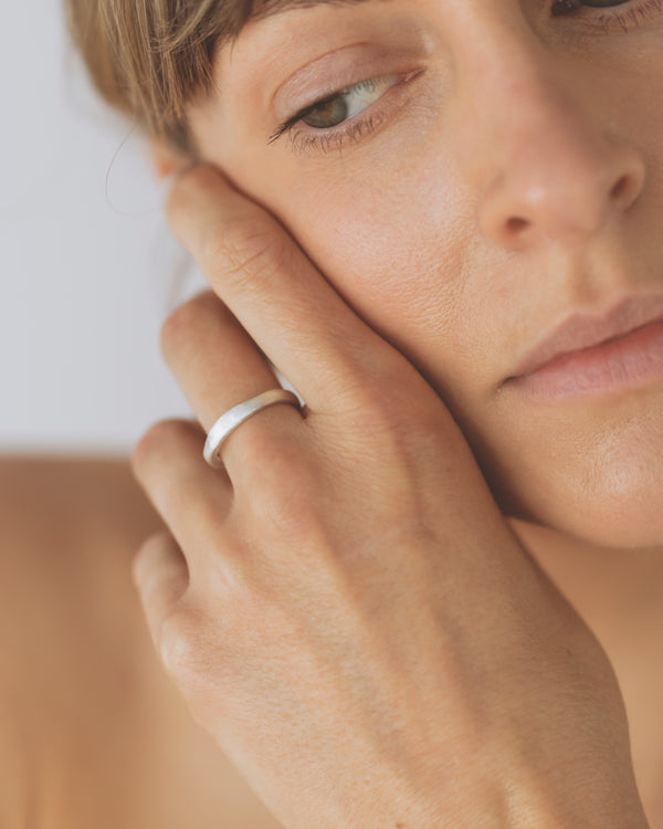 Fine molten ring silver - ready to ship