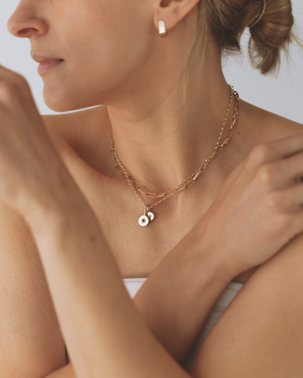 Birthstone necklace stack gold