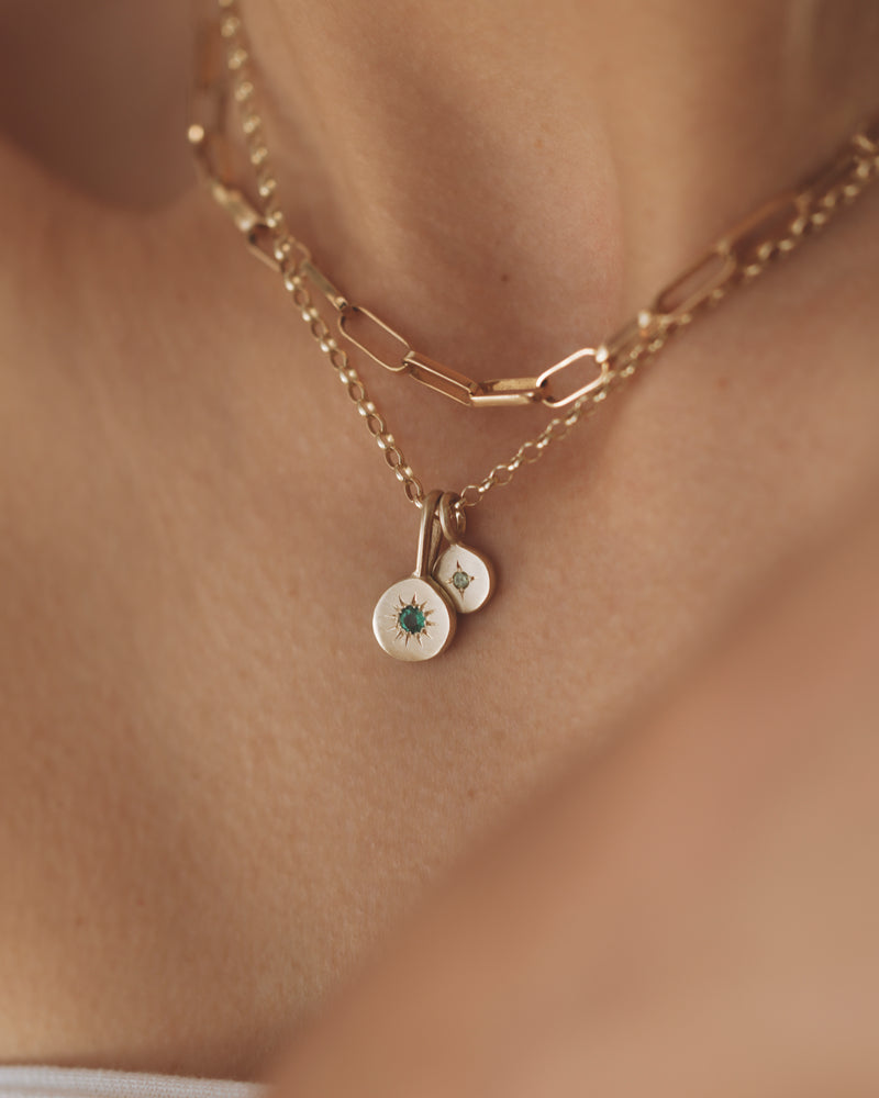 Birthstone necklace stack gold