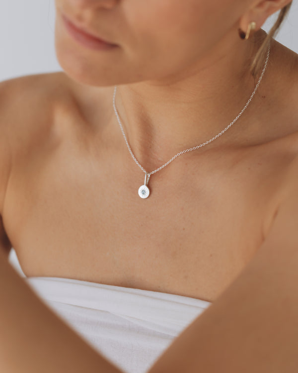 Birthstone necklace silver
