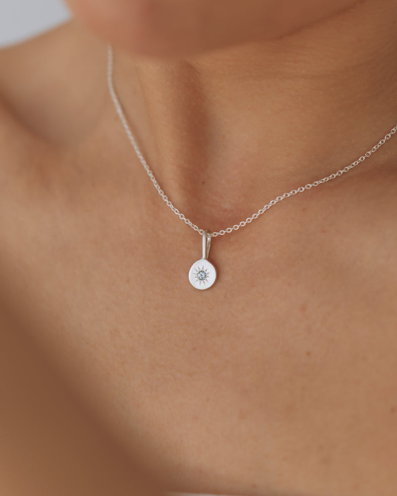 Birthstone necklace silver