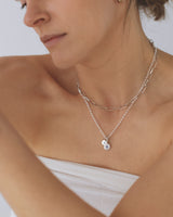 Birthstone necklace stack silver