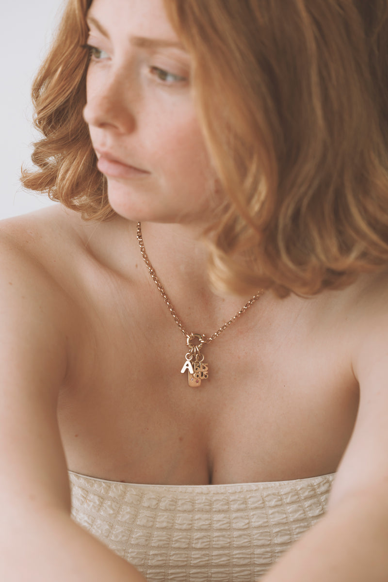 Letter Charm Necklace Gold