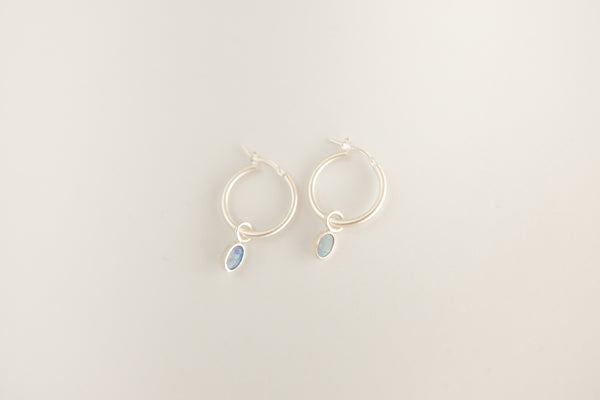 Opal hoops silver