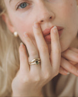 Aurora petite Solitaire - Emerald Cut Parti Sapphire - White Gold