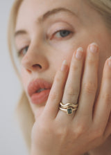 Aurora petite Solitaire - Emerald Cut Parti Sapphire - Yellow Gold