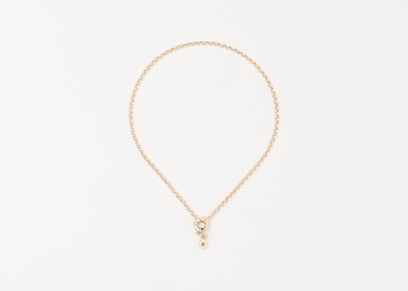 Round Birthstone Charm Necklace Gold