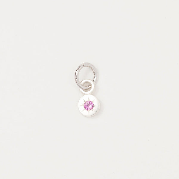 Round Birthstone Charm Silver - Ready to Ship