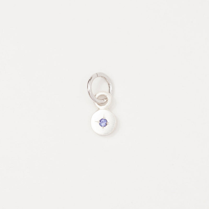 Round Birthstone Charm Silver - Ready to Ship